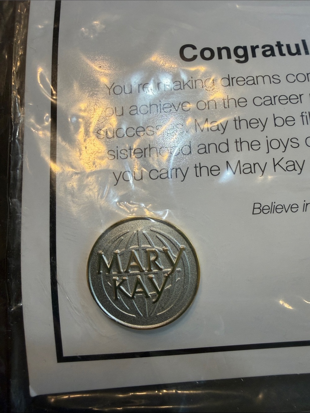 Mary Kay Gold & Silver Recognition Pins with Message Cards (set of 2) - Picture 2 of 4
